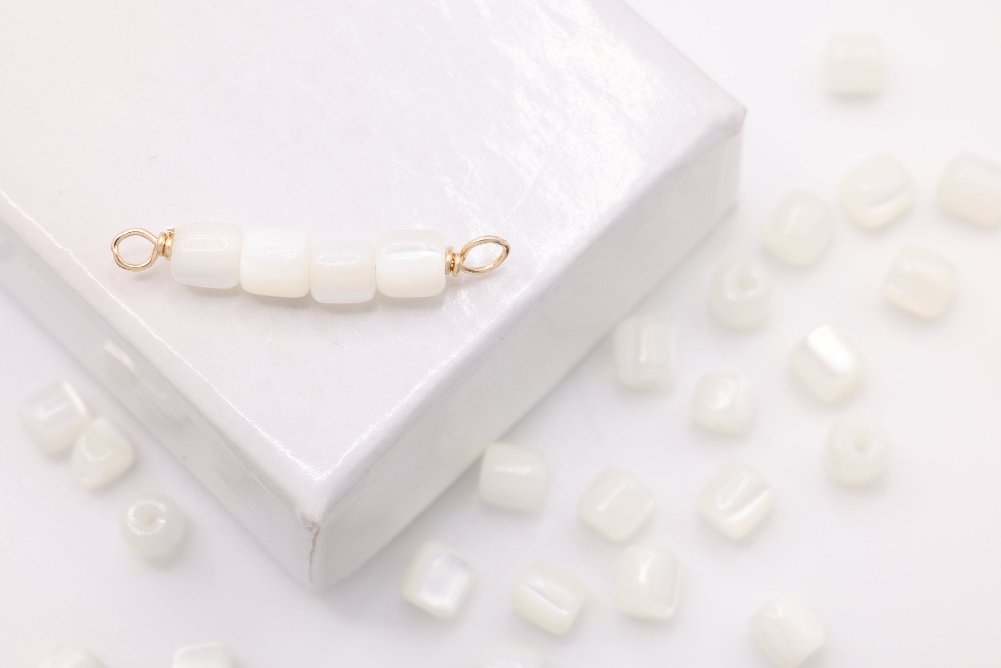 Mother of Pearl Bead Connector Charm, Wholesale, 14/20 Gold - Filled, 15mm, Jewelry Making Charm - HarperCrown