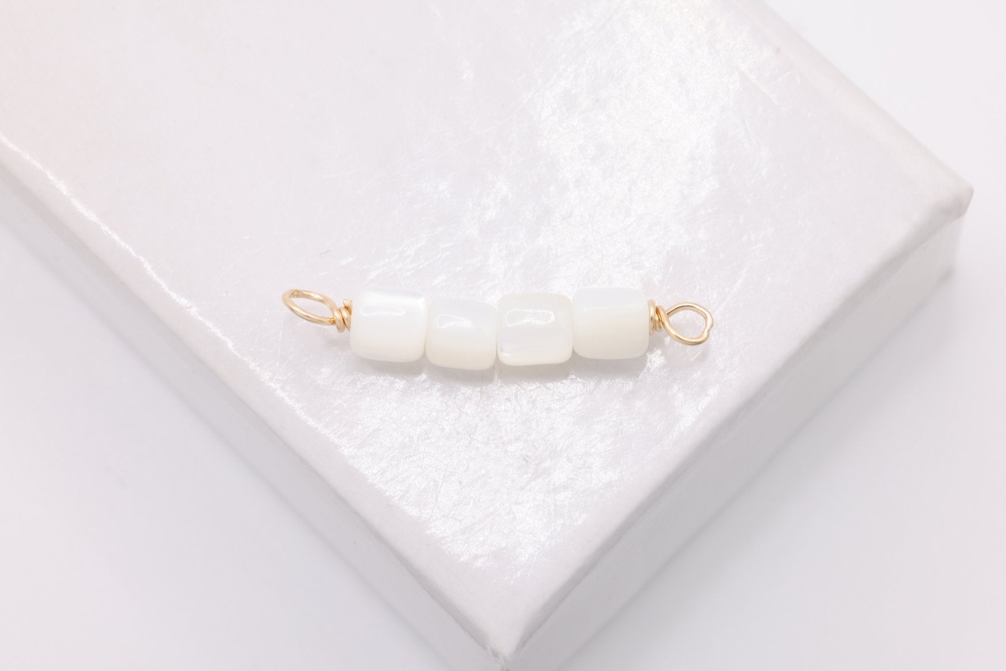 Mother of Pearl Bead Connector Charm, Wholesale, 14/20 Gold - Filled, 15mm, Jewelry Making Charm - HarperCrown