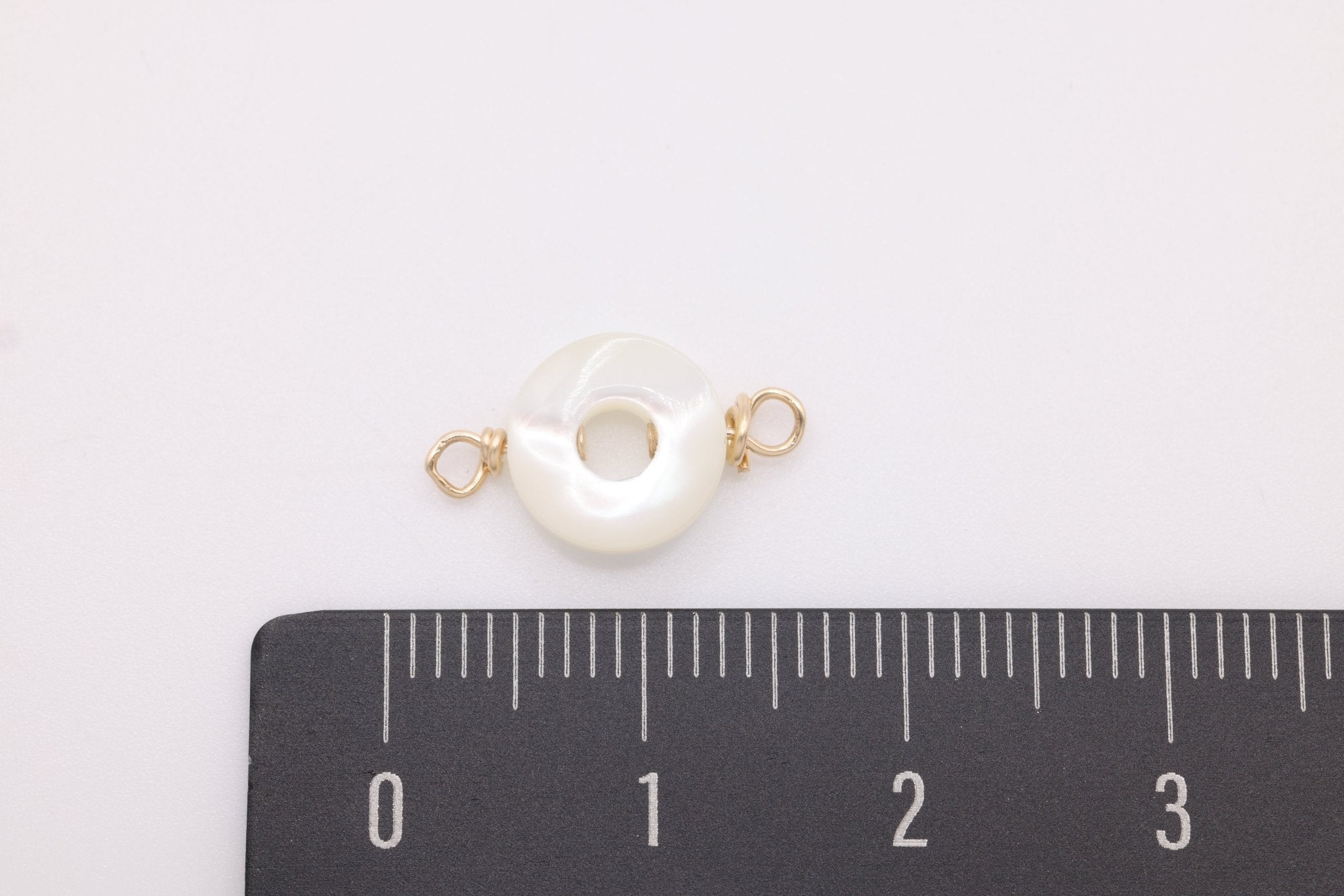Mother of Pearl Circle Connector Charm, Wholesale, 14/20 Gold - Filled, 10mm, Jewelry Making Charm - HarperCrown