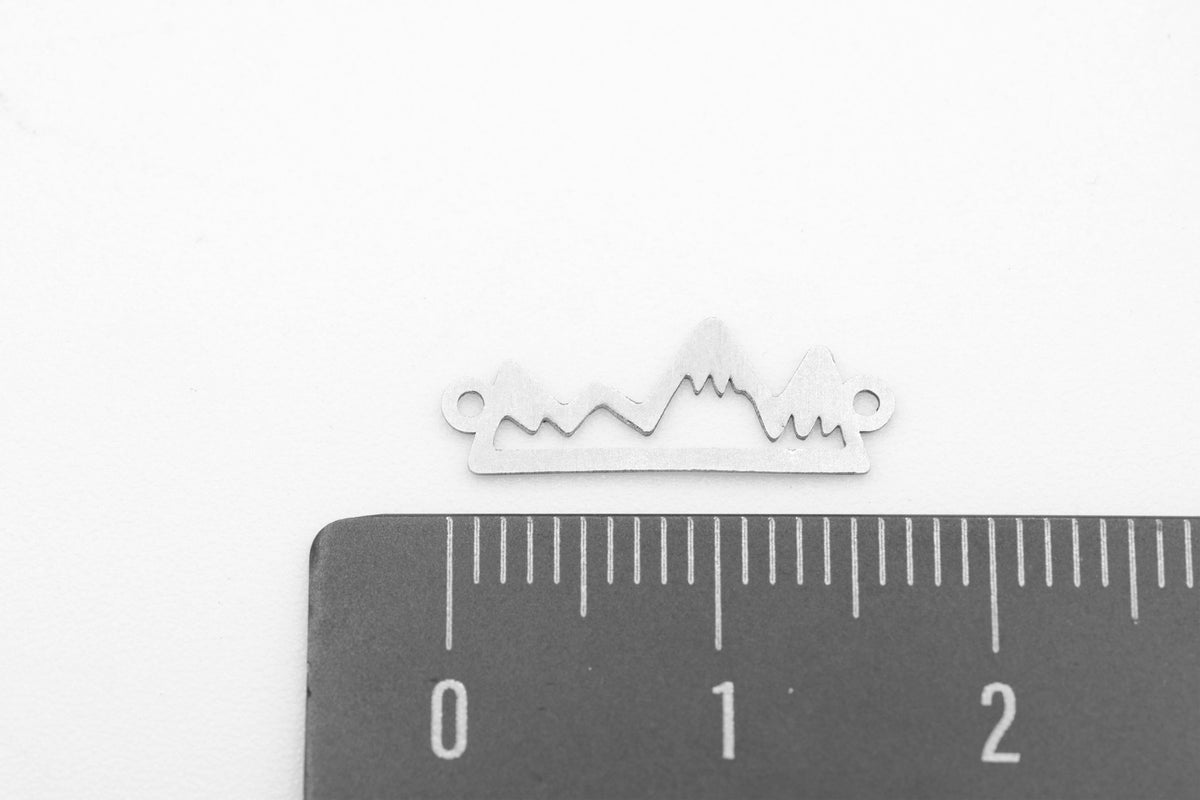 Mountain Range Connector Charm, 925 Sterling Silver, 15mm x 6mm, Wholesale, Jewelry Making Charm - HarperCrown