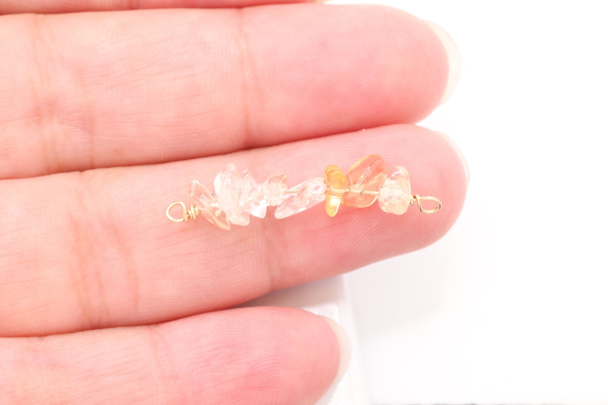November Stone Connector Charm, Wholesale, 14/20 Gold - Filled, Citrine Yellow Birthstone Gemstone Beads, Permanent Jewelry - HarperCrown