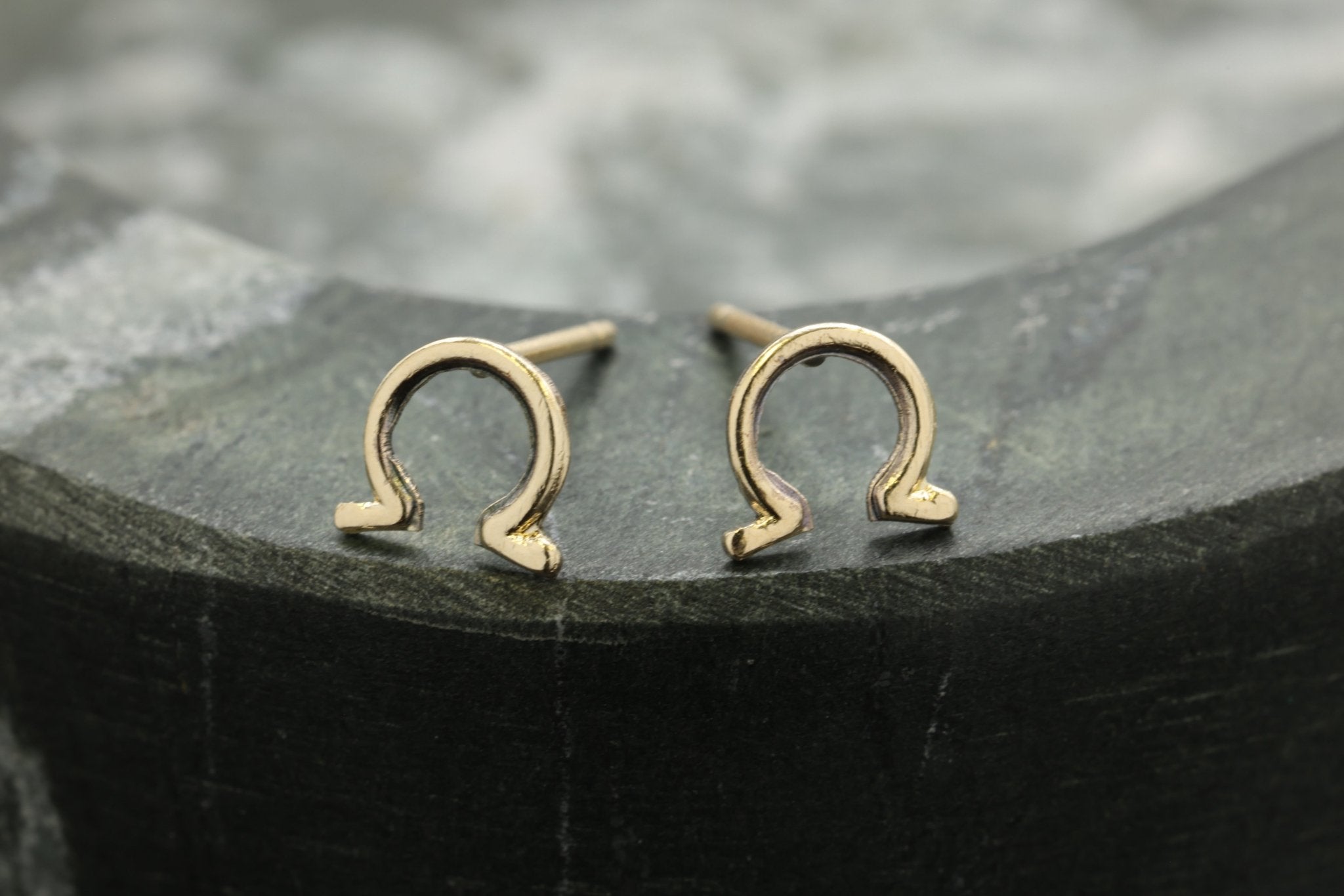 Omega Symbol Stud Earring, 14/20 Gold - Filled, 6mm x 6mm, Wholesale, Greek Letter Dainty Minimalist Jewelry Earrings - HarperCrown