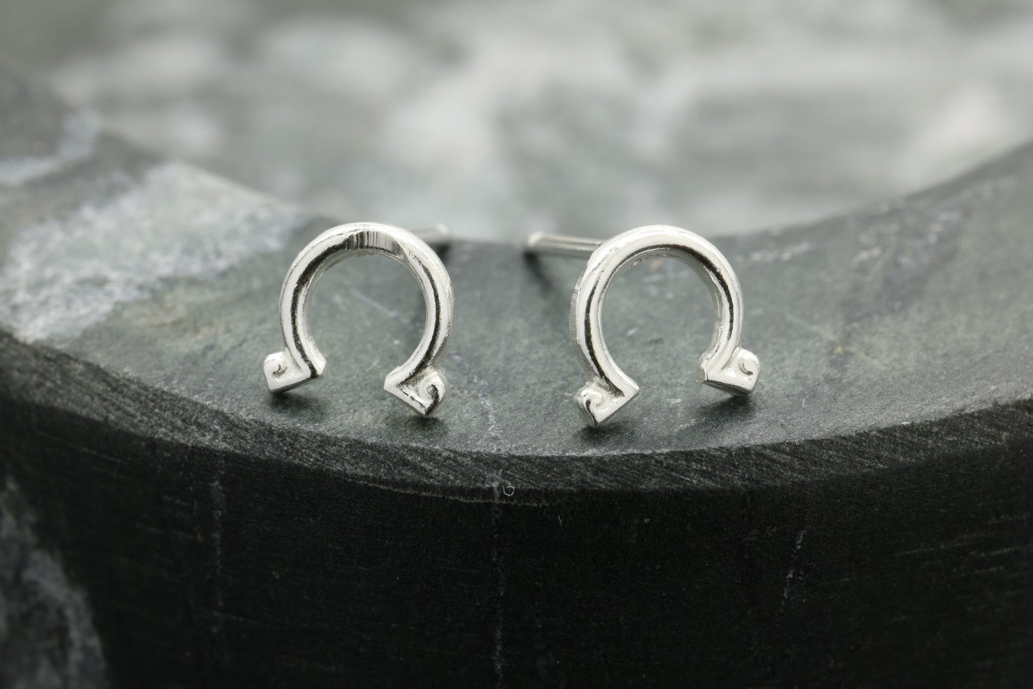 Omega Symbol Stud Earring, 925 Sterling Silver, 6mm x 6mm, Wholesale, Greek Letter Dainty Minimalist Jewelry Earrings - HarperCrown