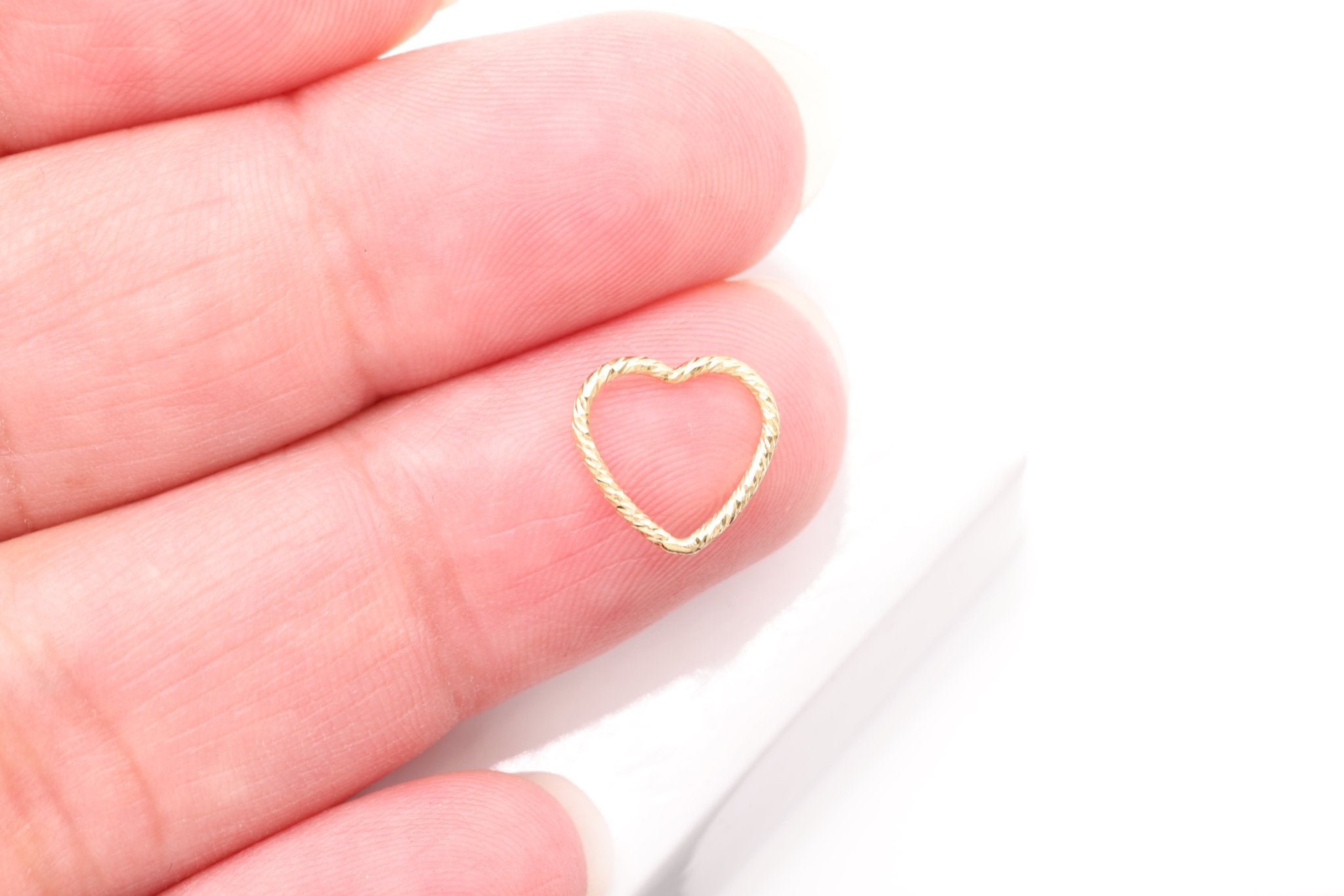 Open Sparkle Heart Wire Connector Charm, Wholesale, 14/20 Gold - Filled, 10mm, Wholesale Jewelry Making Charms - HarperCrown