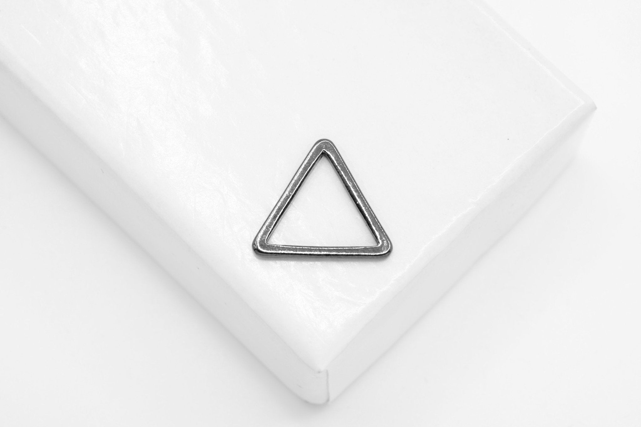 Open Triangle Connector Charm, Wholesale, 18K Black Gold - Plated 925 Sterling Silver, 12mm x 12mm - HarperCrown