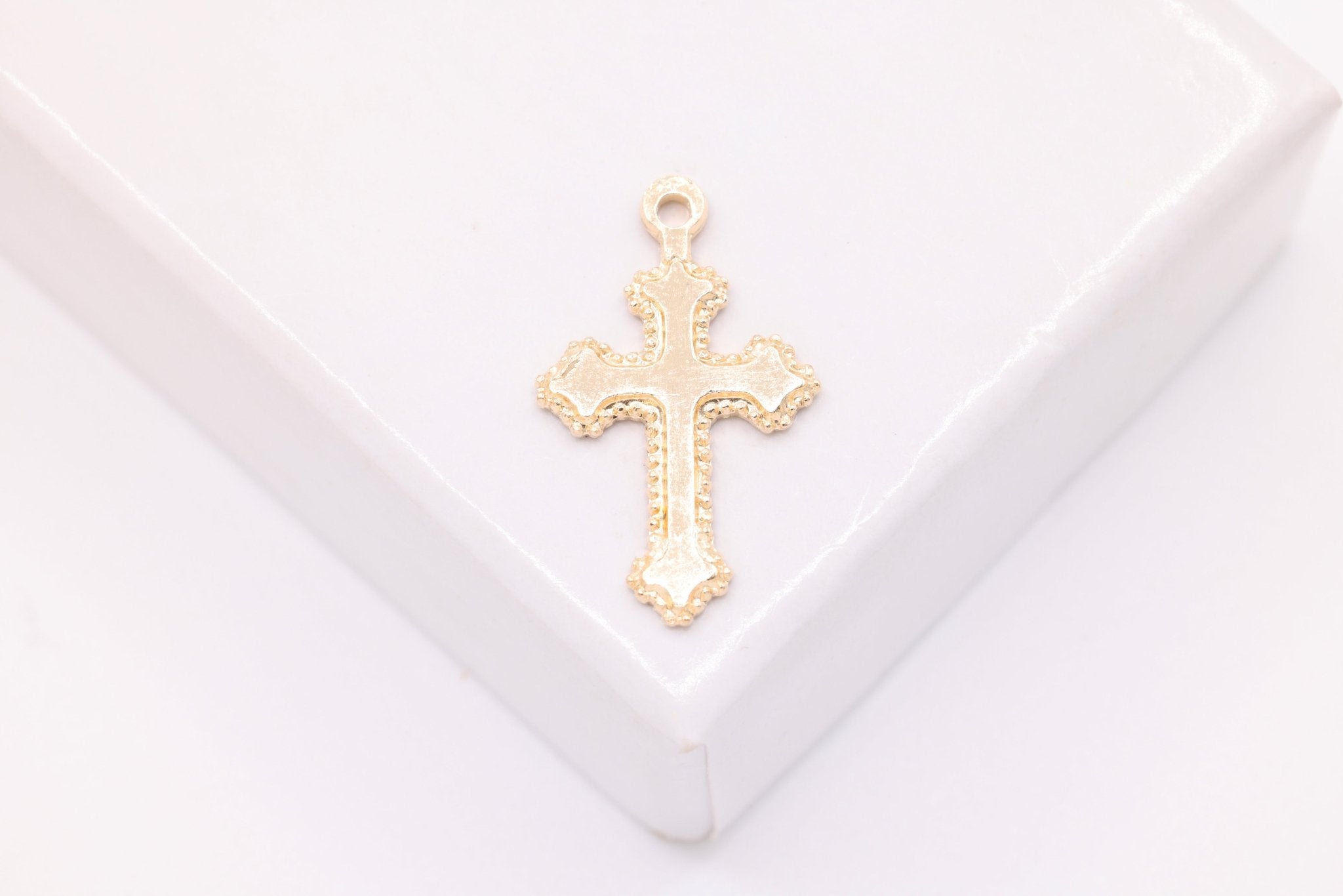 Ornate Cross Charm, Wholesale, 14/20 Gold - Filled, 13mm x 10mm, Rosary Christian Catholic Jesus Cross Faith Rope Blank - HarperCrown