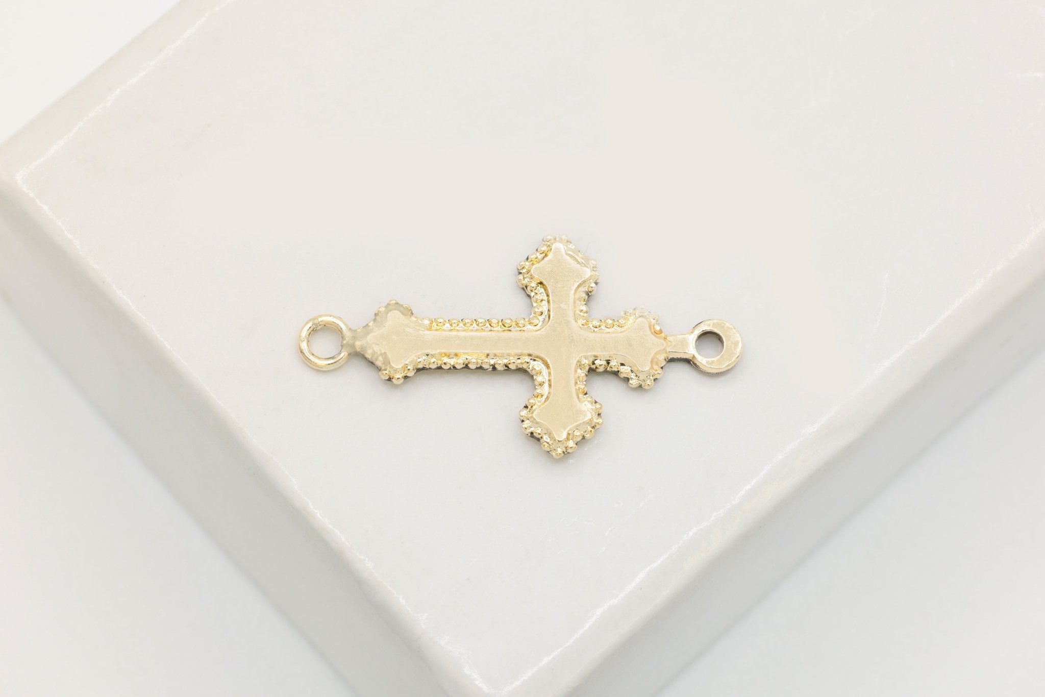 Ornate Cross Connector Charm, Wholesale, 14/20 Gold - Filled, 13mm x 10mm, Rosary Christian Catholic Jesus Cross Faith Blank - HarperCrown