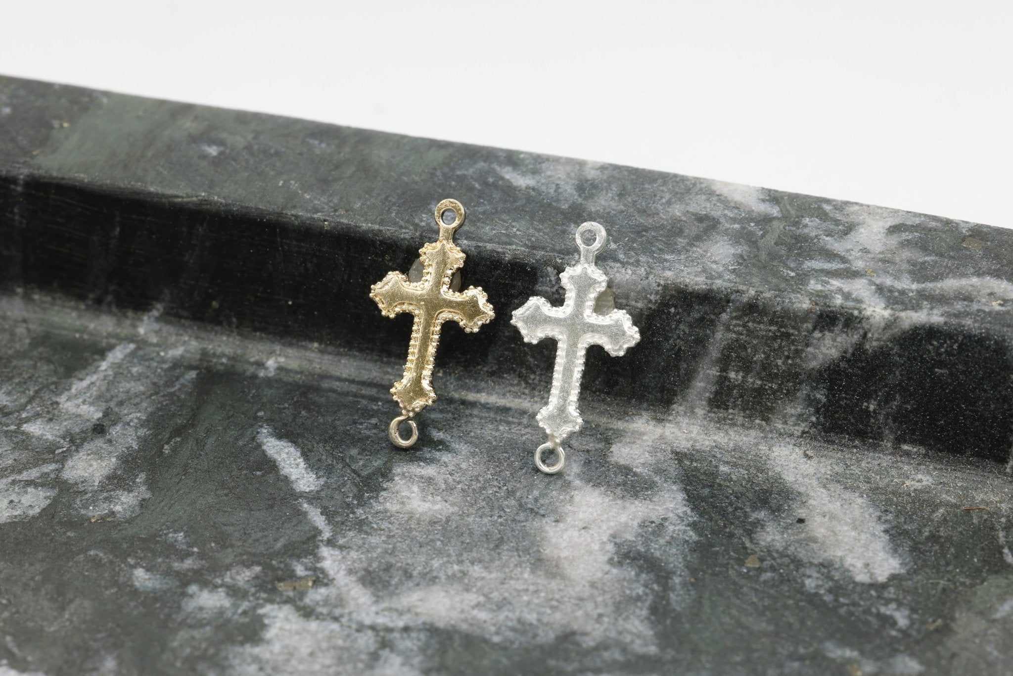 Ornate Cross Connector Charm, Wholesale, 14/20 Gold - Filled, 13mm x 10mm, Rosary Christian Catholic Jesus Cross Faith Blank - HarperCrown