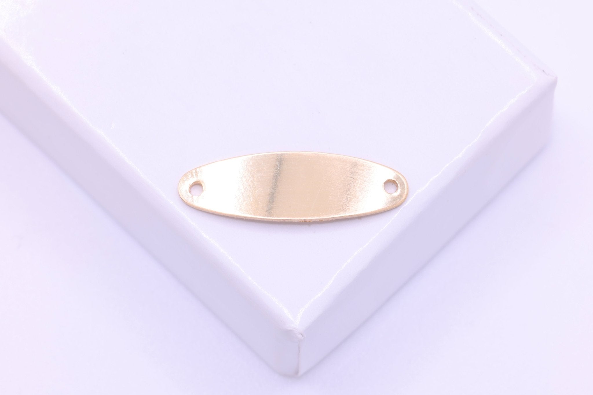Oval Nameplate Bracelet Connector, Wholesale, 14/20 Gold - Filled, 20mm x 6mm, ID Stamping Tag - HarperCrown