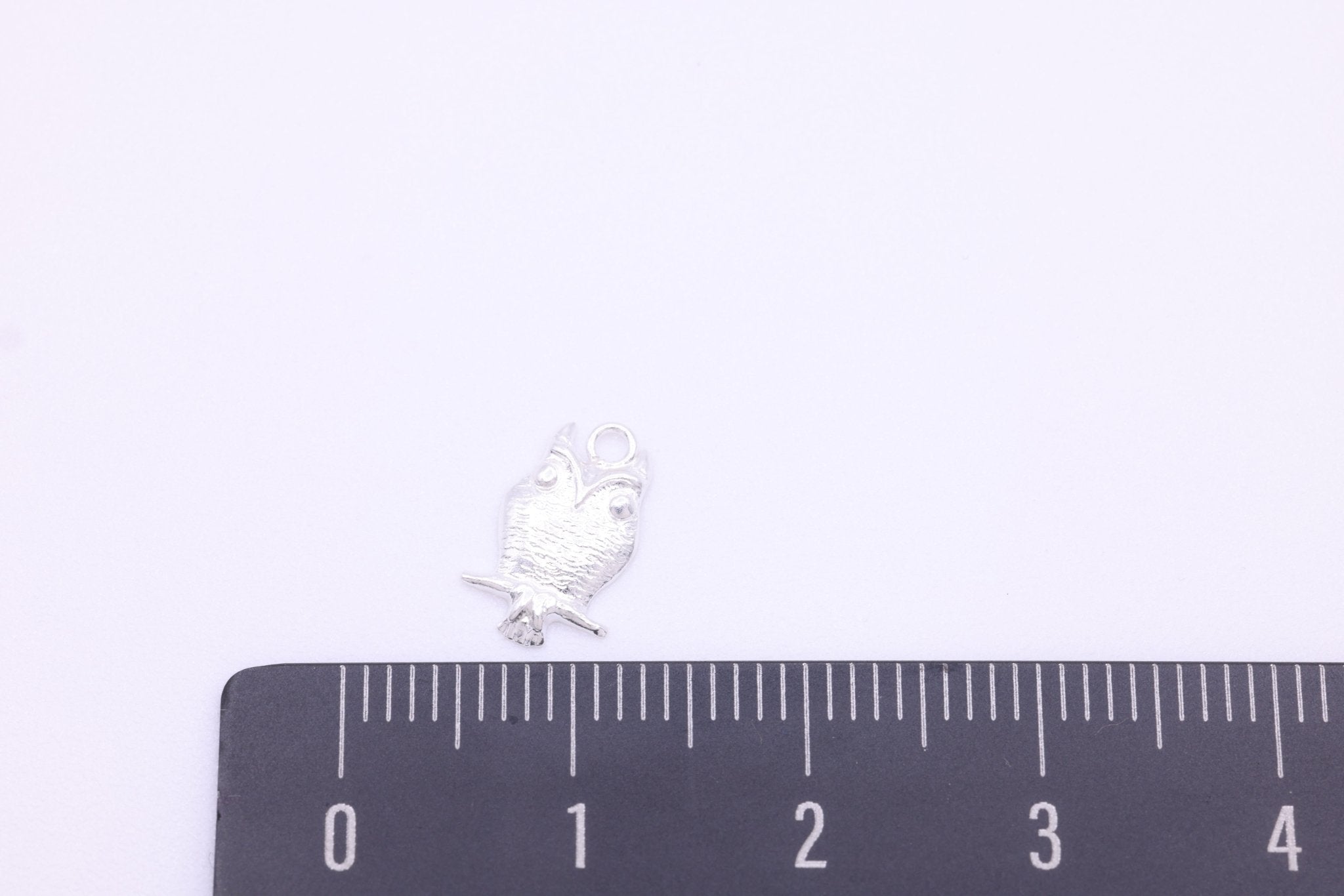 Owl Charm, Wholesale, 925 Sterling Silver, 12mm x 7mm, Perched Night Owl Jewelry Making Charm - HarperCrown