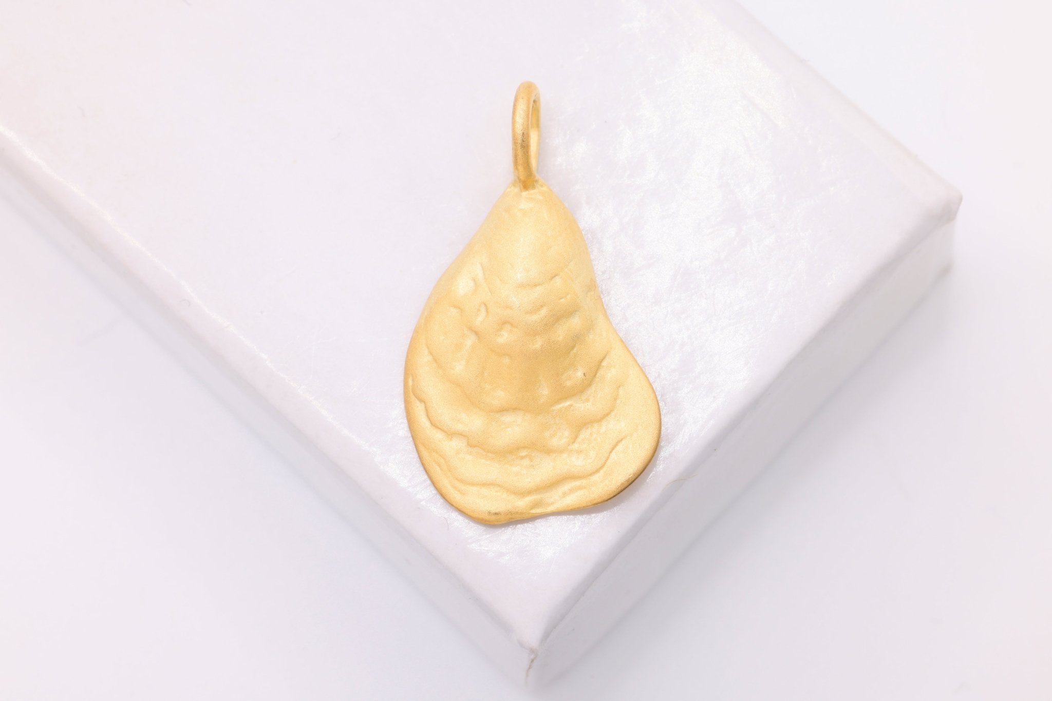 Oyster Shell Charm, Wholesale, 18K Matte Yellow Gold - Plated 925 Sterling Silver, 23mm x 14mm, Sea Shell - HarperCrown