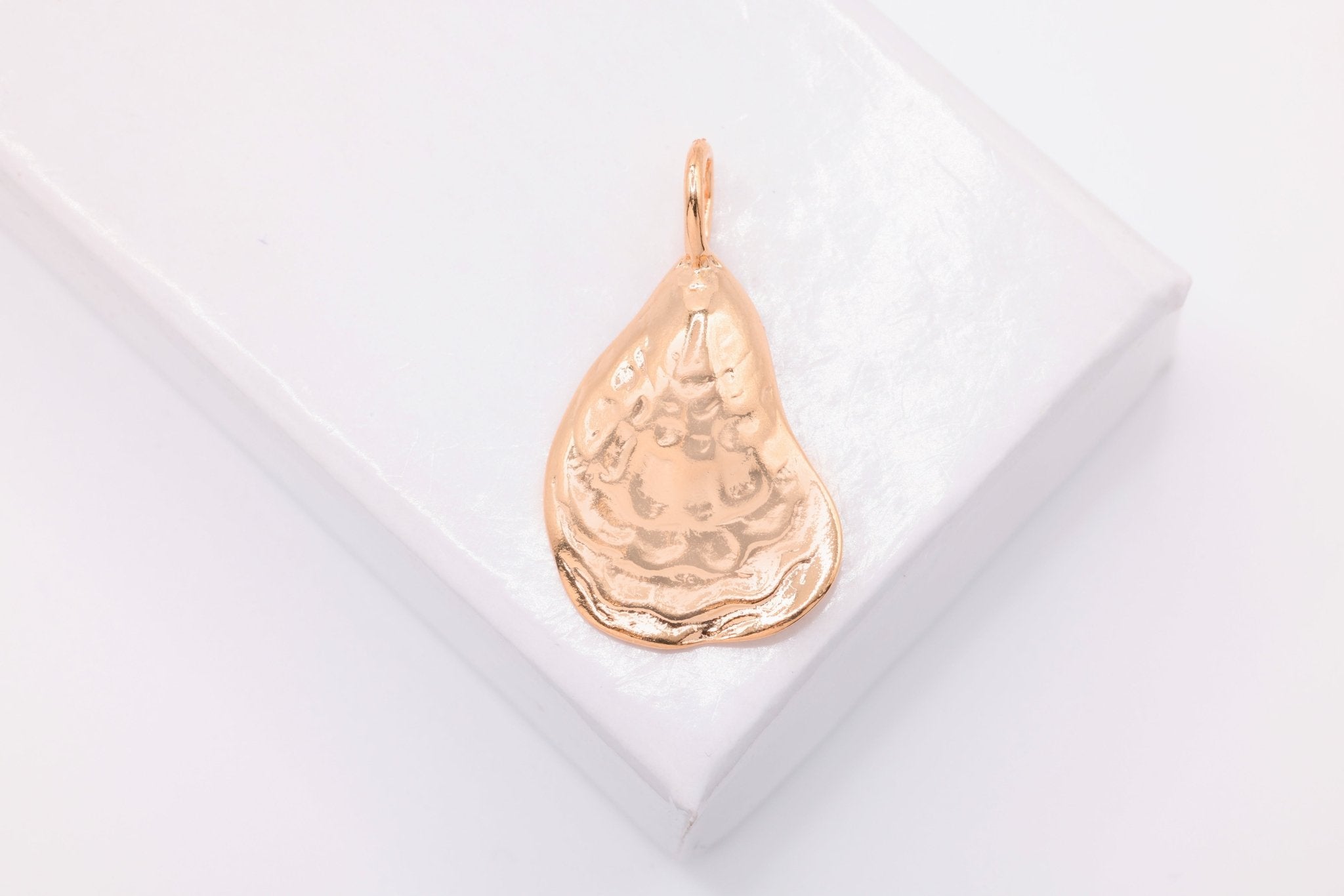Oyster Shell Charm, Wholesale, 18K Rose Gold - Plated 925 Sterling Silver, 23mm x 14mm, Sea Shell - HarperCrown