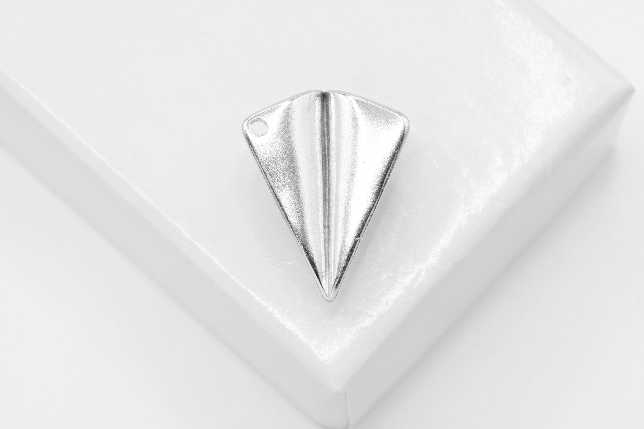 Paper Airplane Charm, 925 Sterling Silver, 16mm x 13mm, Folded Plane Aviation - HarperCrown