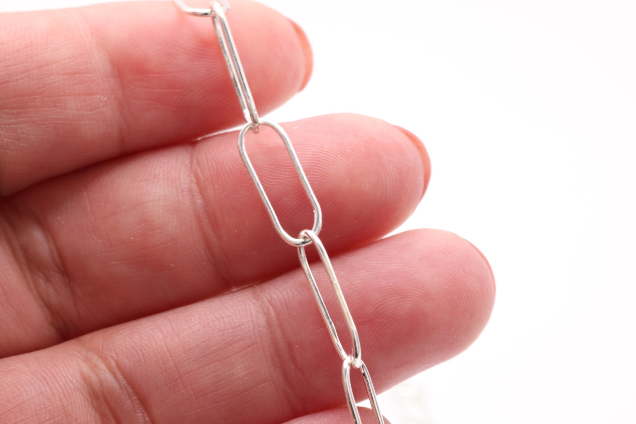 Paperclip Chain, Sterling Silver, 15mm x 5mm, Bulk DIY Spool Pay Per Foot Jewelry Making Chain - HarperCrown