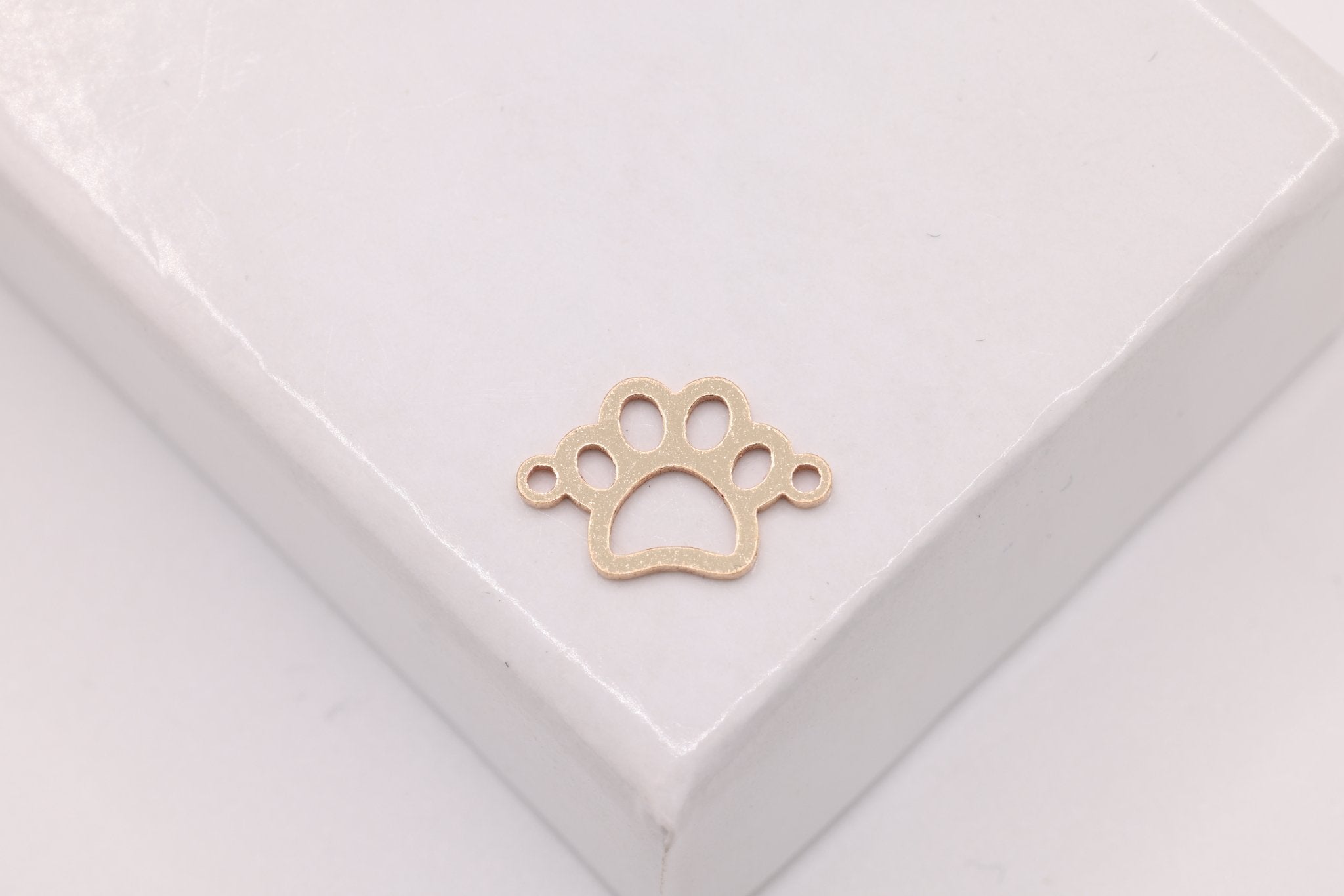 Paw Charm Connector, Gold - Filled, 9mm x 6mm, Bulk DIY Wholesale Jewelry Making Charm - HarperCrown