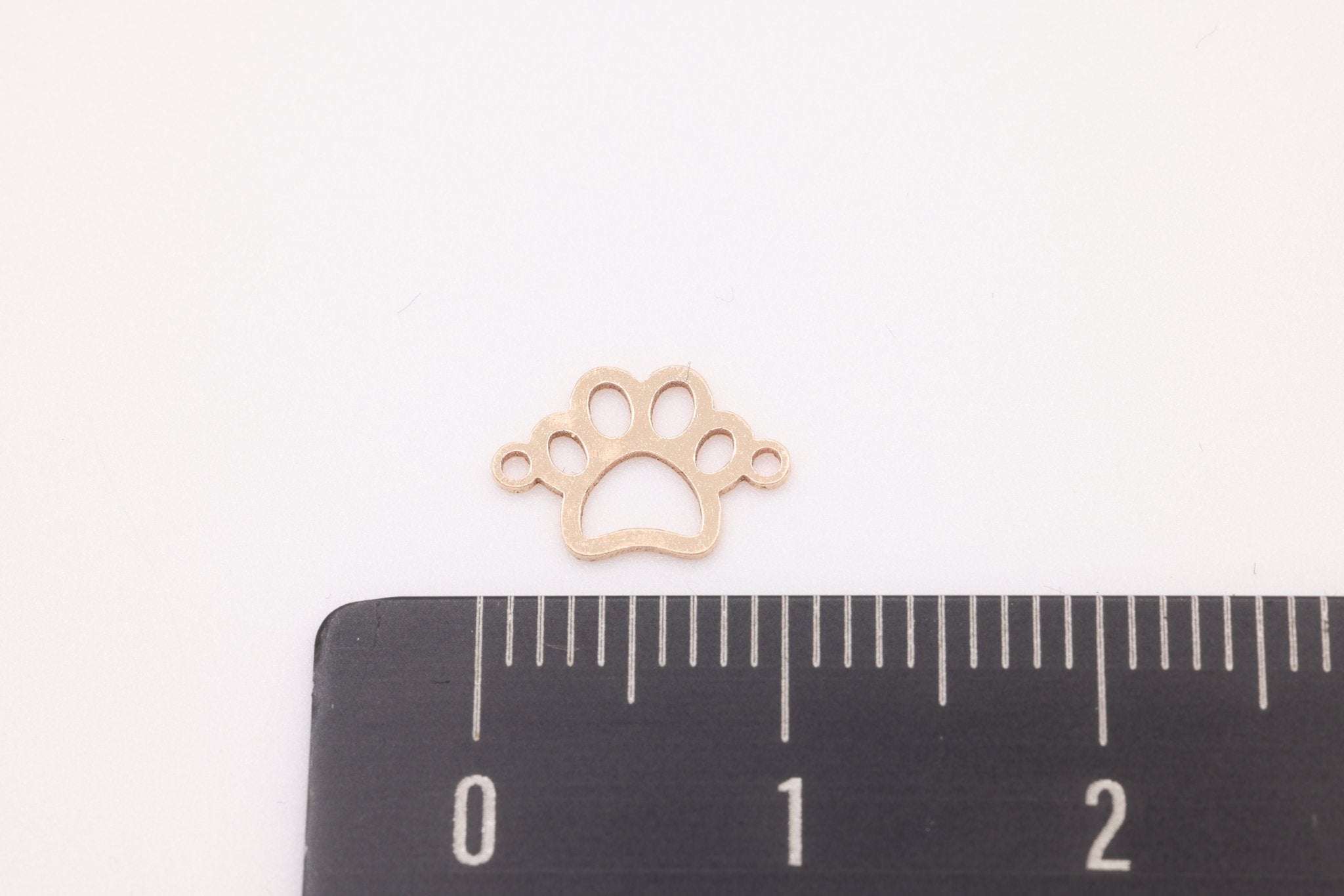 Paw Charm Connector, Gold - Filled, 9mm x 6mm, Bulk DIY Wholesale Jewelry Making Charm - HarperCrown
