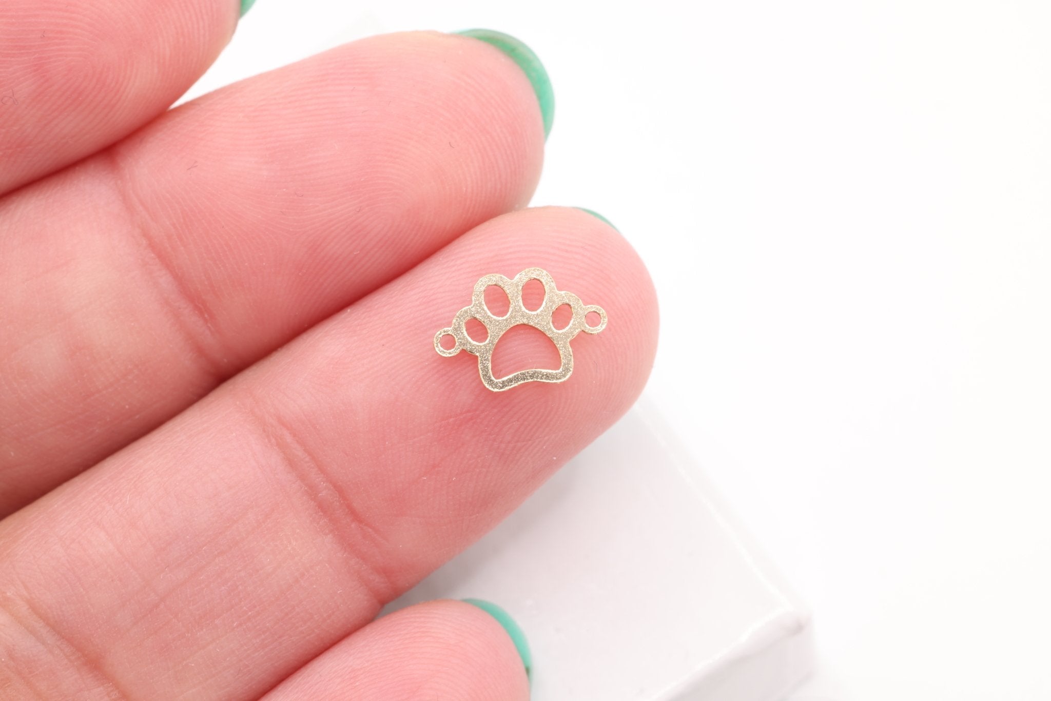 Paw Charm Connector, Gold - Filled, 9mm x 6mm, Bulk DIY Wholesale Jewelry Making Charm - HarperCrown