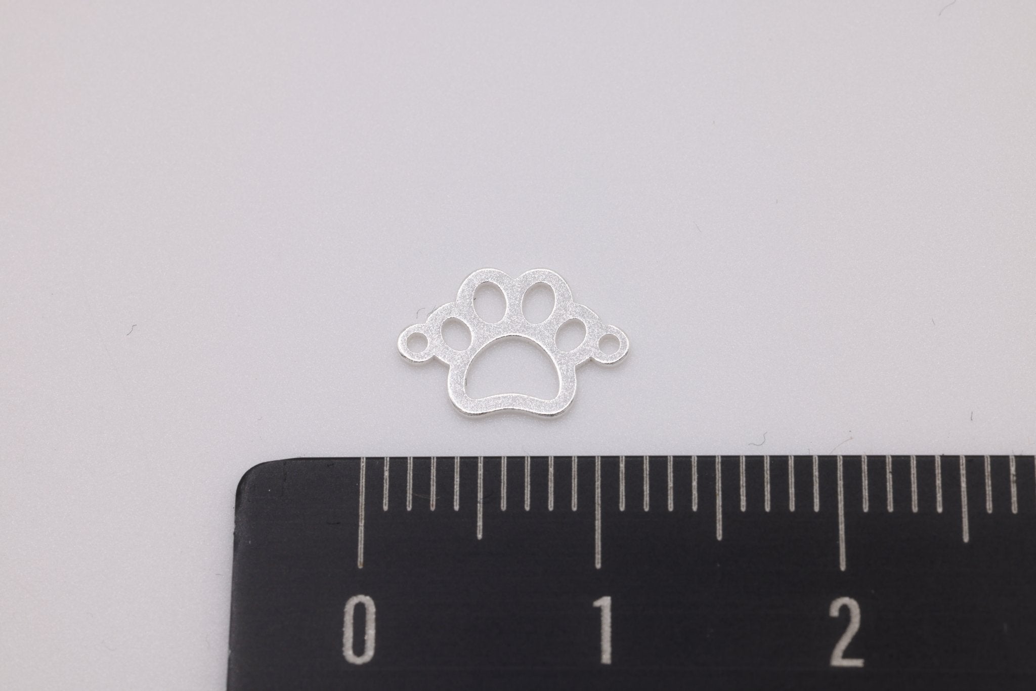 Paw Charm Connector, Sterling Silver, 9mm x 6mm, Bulk DIY Wholesale Jewelry Making Charm - HarperCrown
