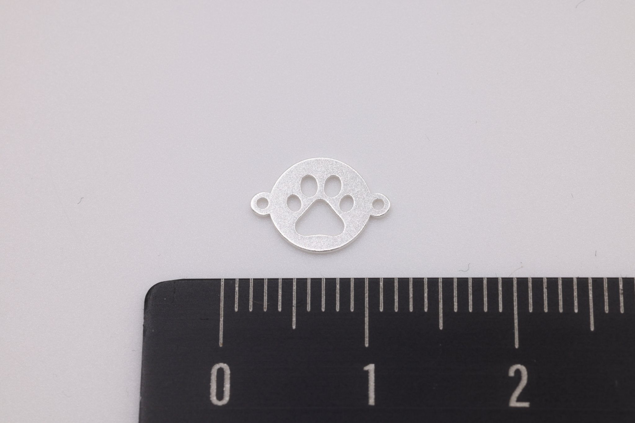 Paw Disc Charm Connector, Sterling Silver, 9mm x 6mm, Bulk DIY Wholesale Jewelry Making Charm - HarperCrown