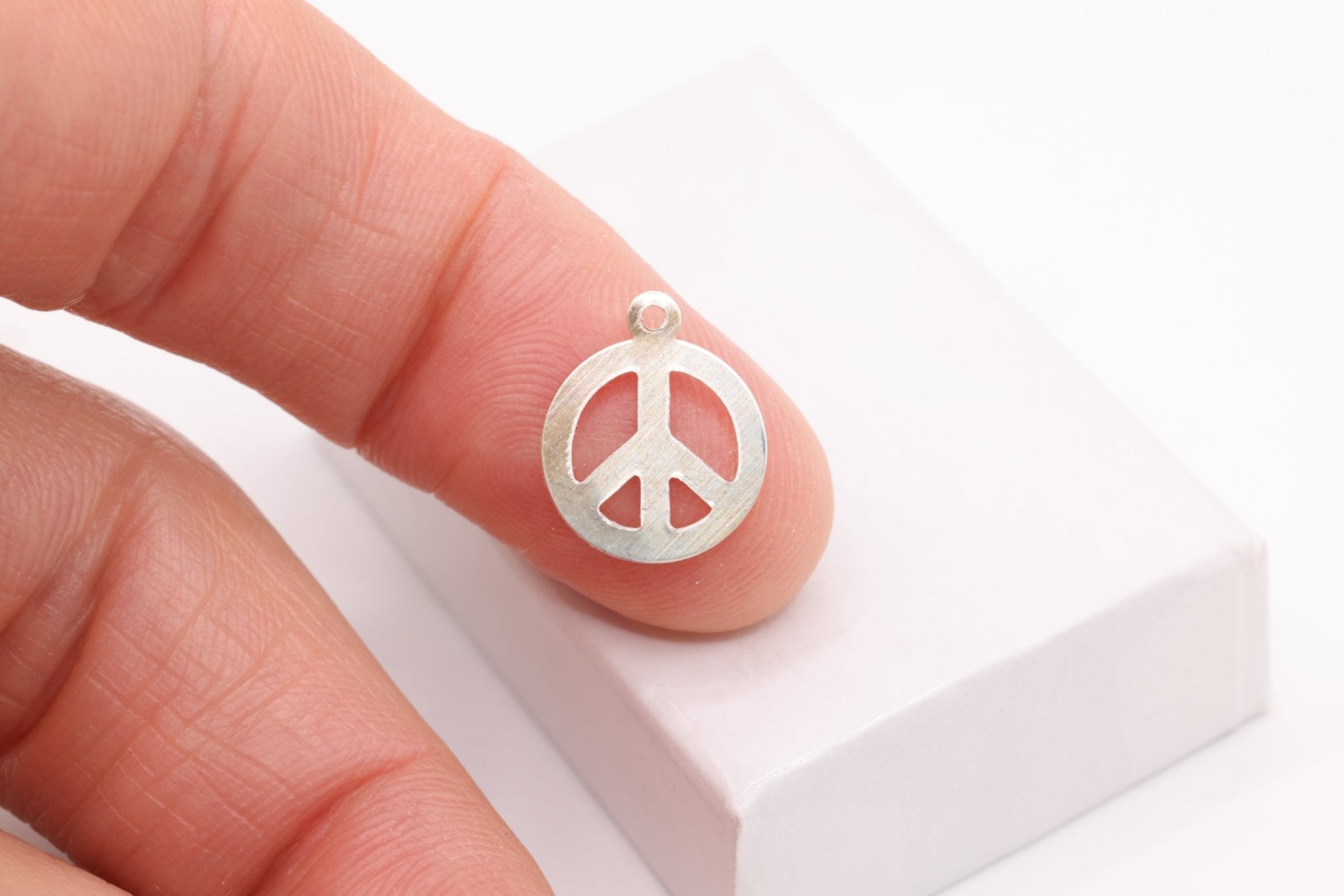 Peace Symbol Charm, Wholesale, 925 Sterling Silver, 11mm - HarperCrown