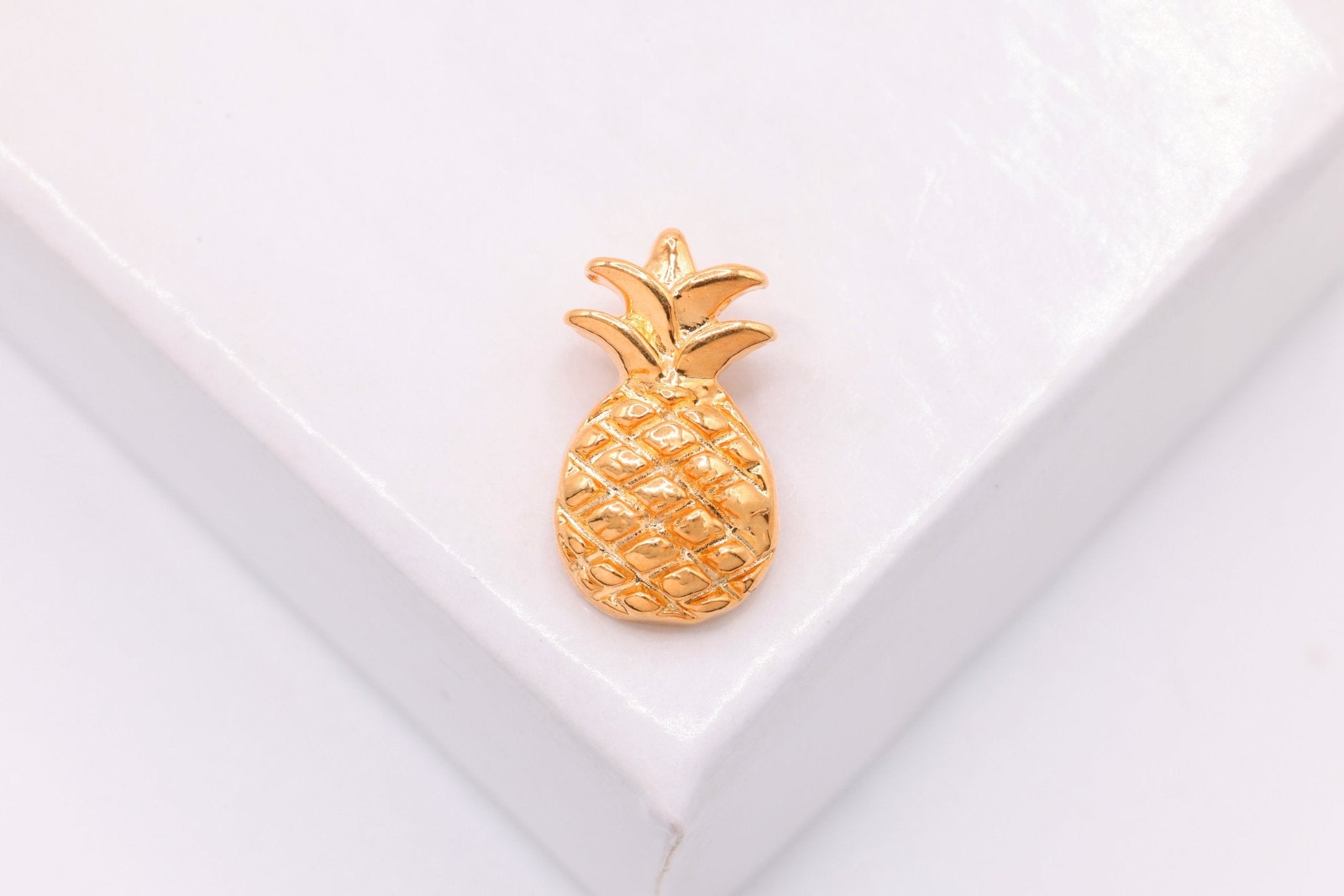 Pineapple Charm, Wholesale, 18K Rose Gold - Plated 925 Sterling Silver, 11mm x 7mm, Hawaiian Pine Cone - HarperCrown