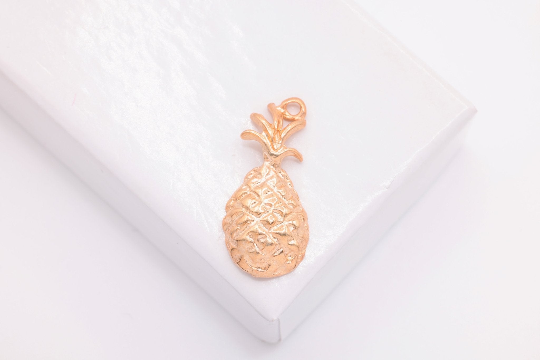 Pineapple Charm, Wholesale, 18K Rose Gold - Plated 925 Sterling Silver, 20mm x 11mm, Hawaiian Pineapple Fruit - HarperCrown