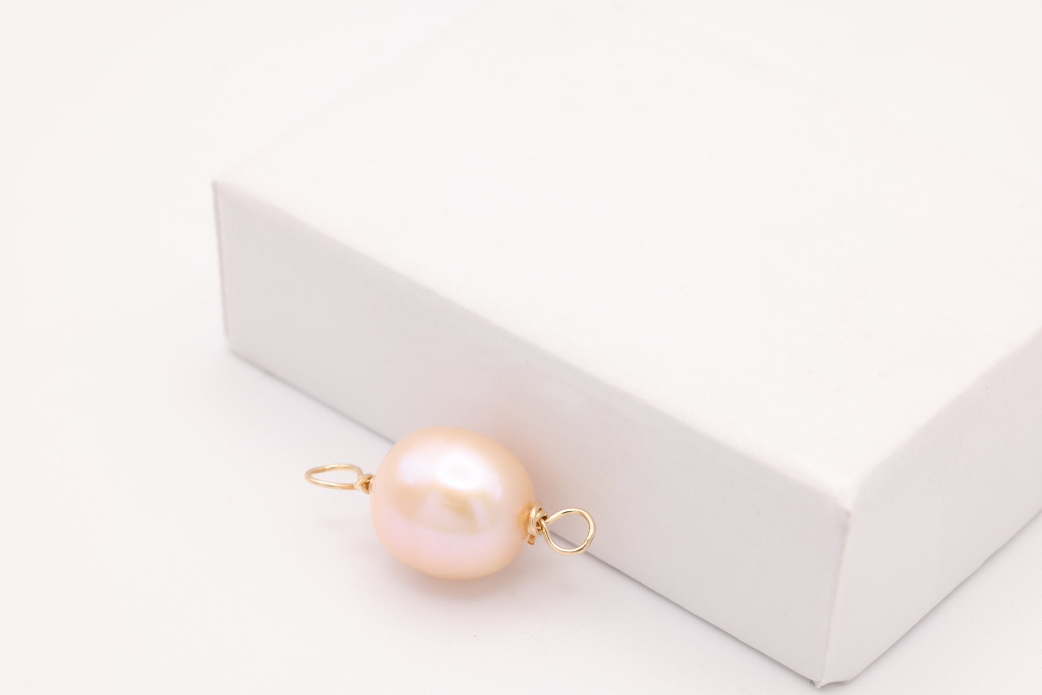 Pink Potato Freshwater Pearl Connector Charm, Gold - Filled, 18mm x 8mm, Wire Wrapped Pearl, Bulk DIY Wholesale Jewelry Making Charm - HarperCrown