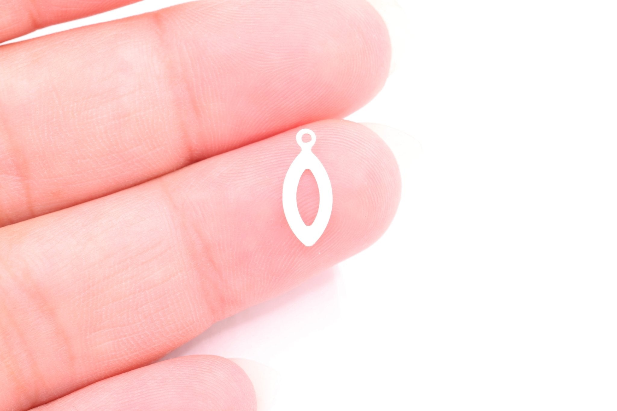 Pointed Oval Marquise Open Cut Out Teardrop Charm, Wholesale, 925 Sterling Silver, 12mm x 5mm, Jewelry Making Charm - HarperCrown