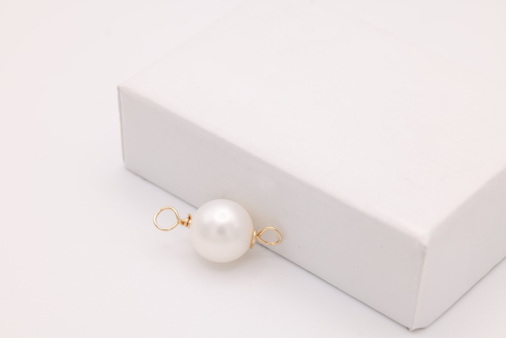Potato Freshwater Pearl Connector Charm, Gold - Filled, 16mm x 7mm, Wire Wrapped Pearl, Bulk DIY Wholesale Jewelry Making Charm - HarperCrown
