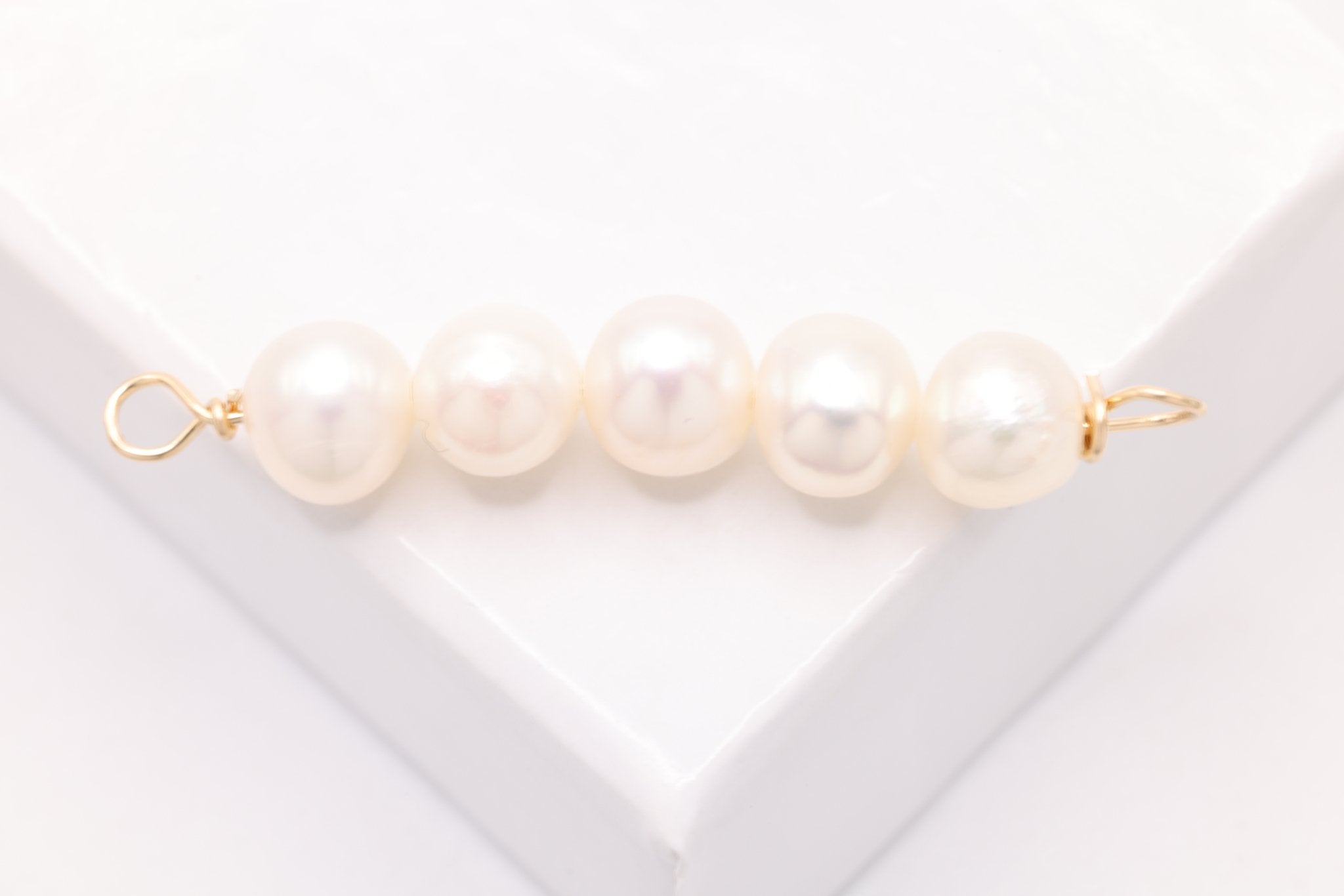 Potato Pearl Connector Charm, Gold - Filled, 30mm x 5mm, Wire Wrapped Pearl, Bulk DIY Wholesale Jewelry Making Charm - HarperCrown
