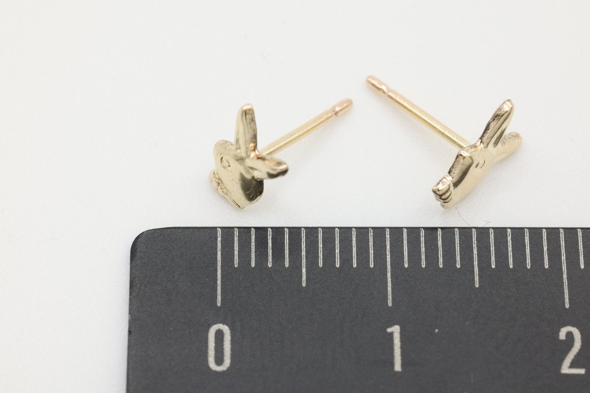 Rabbit Stud Earring, 14/20 Gold - Filled, 8mm x 5mm, Wholesale, Bunny Dainty Minimalist Jewelry Earrings - HarperCrown