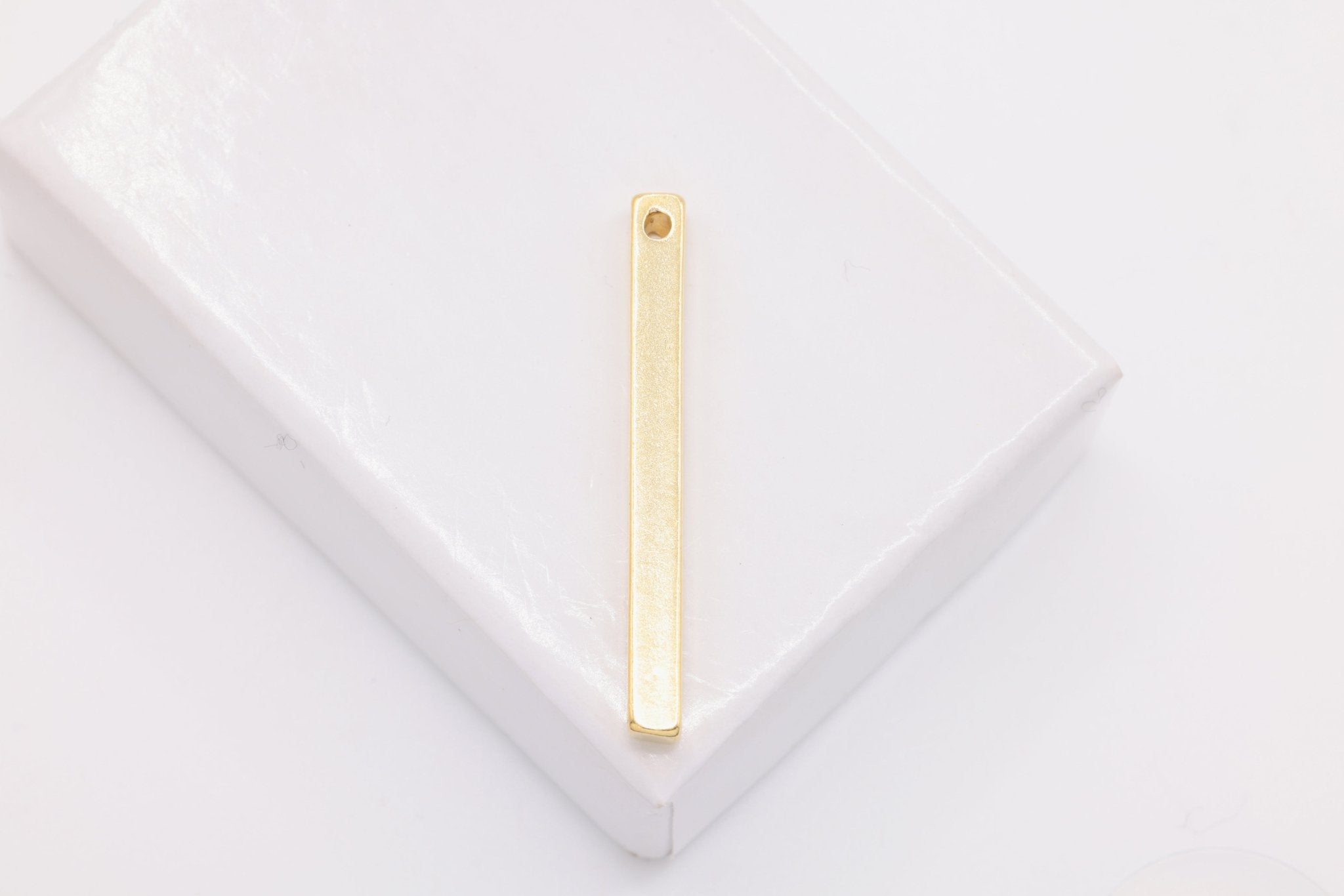 Rectangle Solid Bar Drop Charm, Wholesale, 14K Gold, 29mm x 3mm - HarperCrown