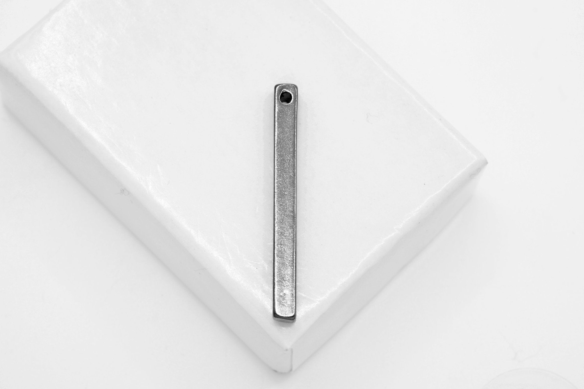 Rectangle Solid Bar Drop Charm, Wholesale, 18K Black Gold - Plated 925 Sterling Silver, 29mm x 3mm - HarperCrown