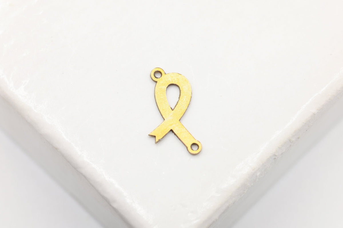 Ribbon Connector Charm, 14/20 Gold-Filled, 10mm x 5mm, Wholesale, Cancer Awareness Fundraising, Jewelry Making Charm - HarperCrown
