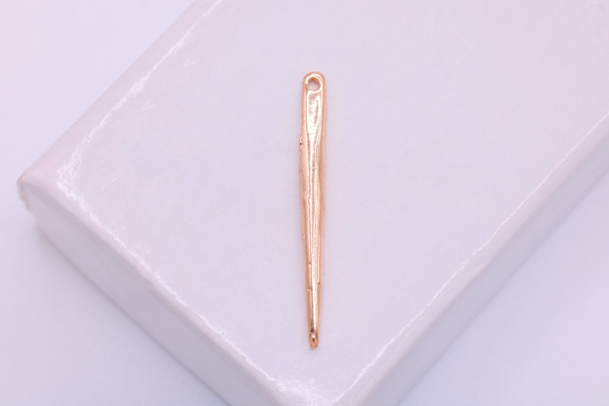 Rose Gold Small Skinny Needle Spike Pendant - Vermeil pink gold plated over sterling silver, rose gold long skinny needle, 40 - HarperCrown