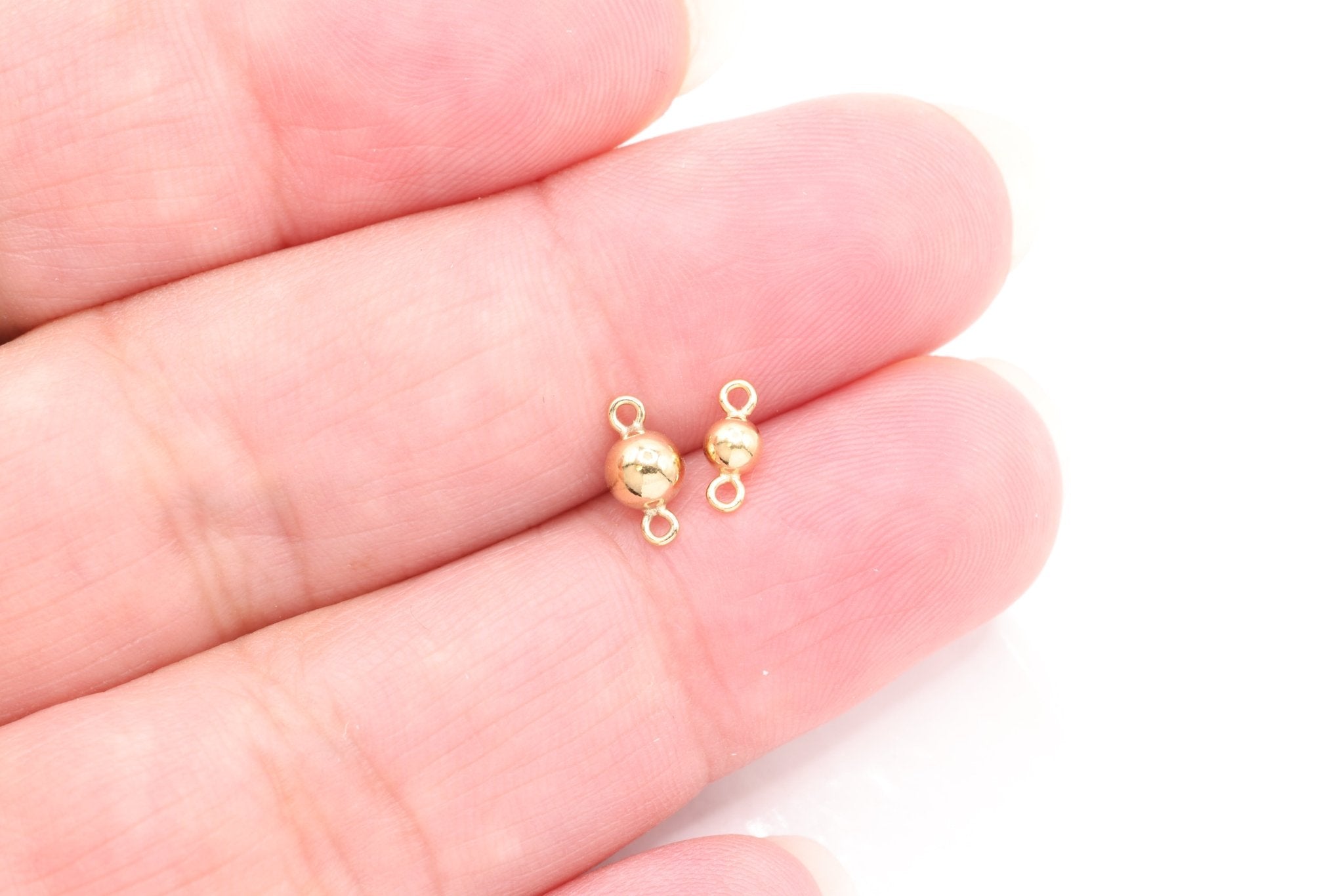 Round Ball Bead Connector Charm, 14/20 Gold - Filled, Permanent Jewelry Bead Connector Link - HarperCrown