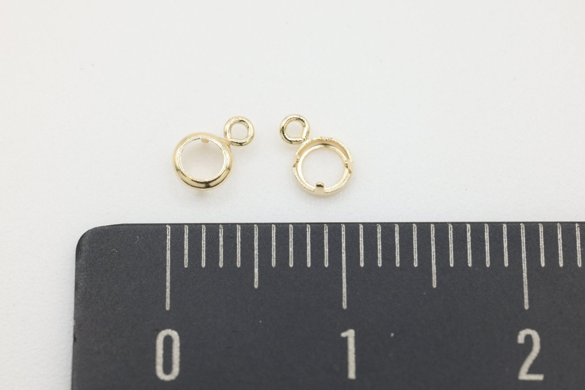 Round Bezel Self Set Bracket Charm, 14/20 Gold-Filled, 3mm, Wholesale, Jewelry Making Charm - HarperCrown