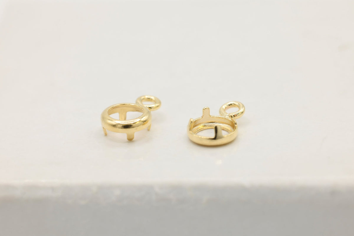 Round Bezel Self Set Bracket Charm, 14/20 Gold-Filled, 3mm, Wholesale, Jewelry Making Charm - HarperCrown