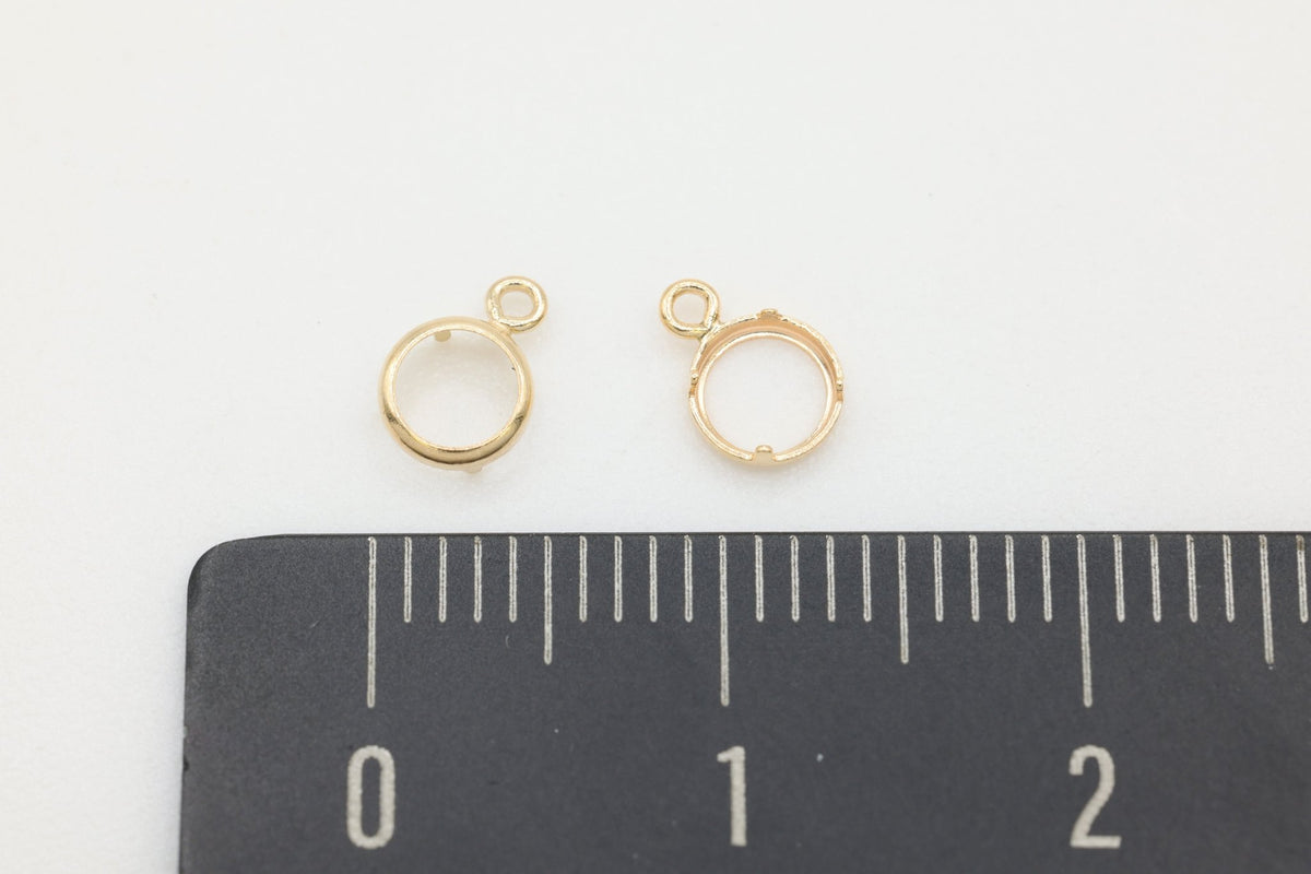 Round Bezel Self Set Bracket Charm, 14/20 Gold-Filled, 4mm, Wholesale, Jewelry Making Charm - HarperCrown