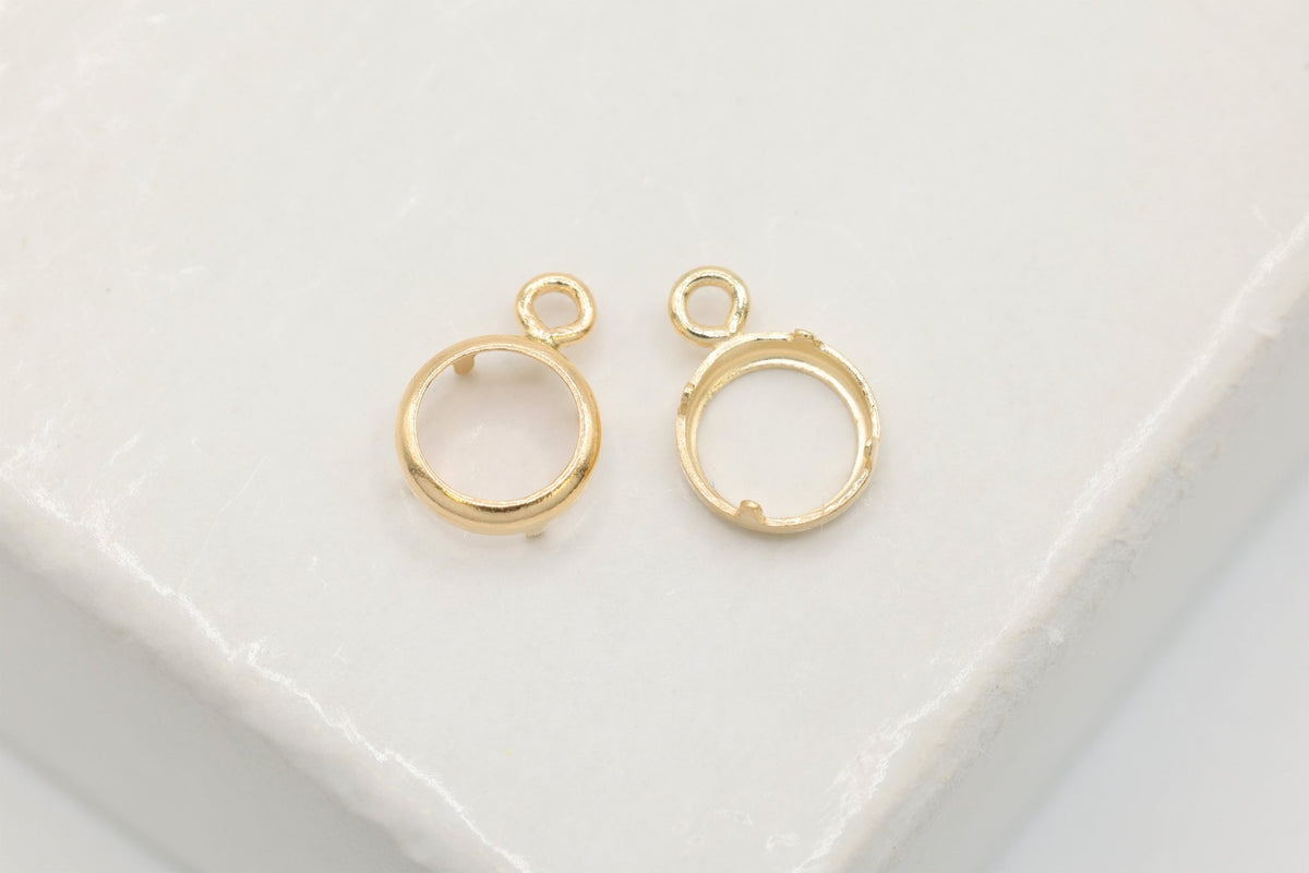 Round Bezel Self Set Bracket Charm, 14/20 Gold-Filled, 4mm, Wholesale, Jewelry Making Charm - HarperCrown