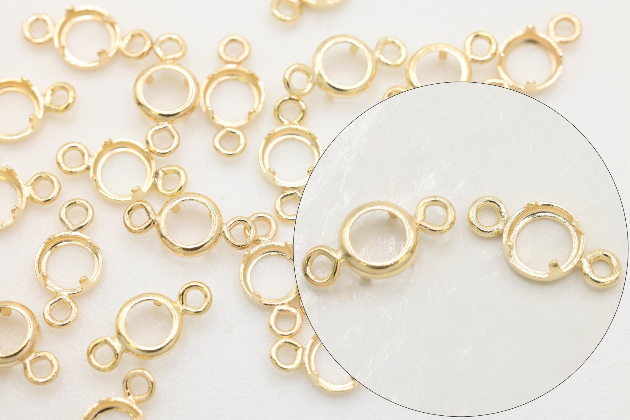 Round Connector Bezel Self Set Bracket Charm, 14/20 Gold-Filled, 3mm, Wholesale, Jewelry Making Charm - HarperCrown