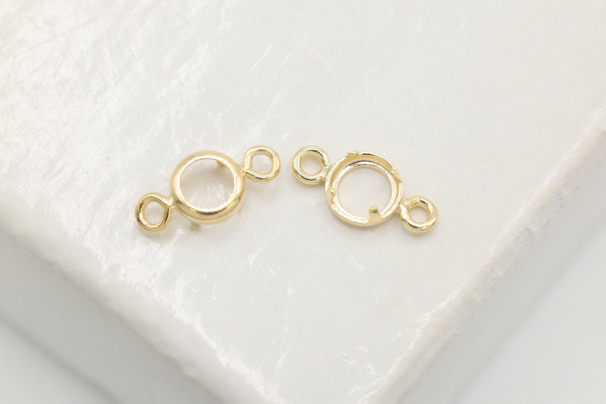 Round Connector Bezel Self Set Bracket Charm, 14/20 Gold-Filled, 3mm, Wholesale, Jewelry Making Charm - HarperCrown