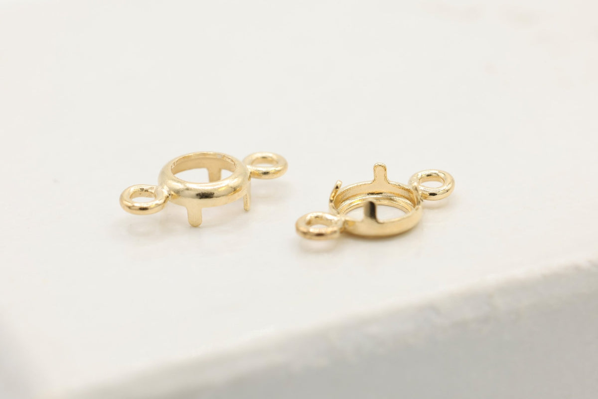 Round Connector Bezel Self Set Bracket Charm, 14/20 Gold-Filled, 3mm, Wholesale, Jewelry Making Charm - HarperCrown