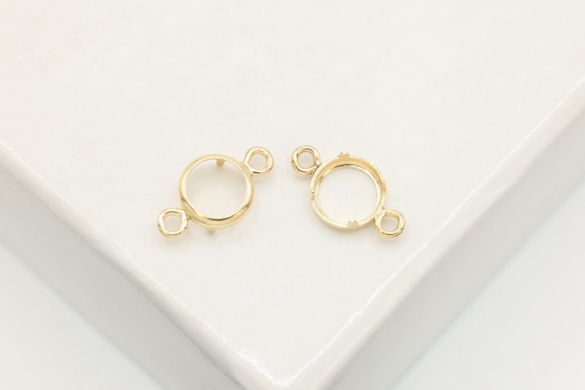 Round Connector Bezel Self Set Bracket Charm, 14/20 Gold-Filled, 4mm, Wholesale, Jewelry Making Charm - HarperCrown