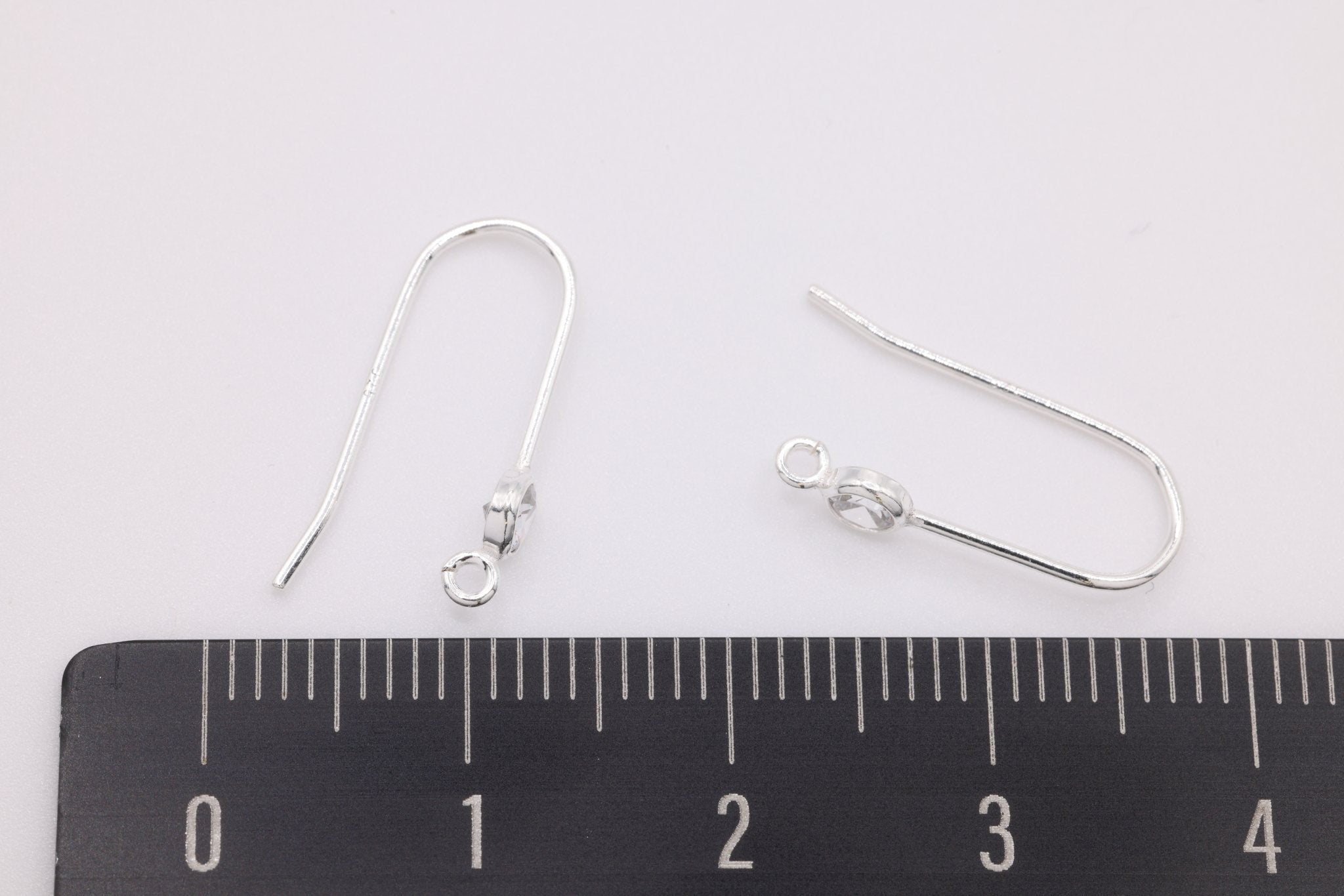 Round CZ Hook Ear Wire Earrings, 3mm, 925 Sterling Silver - HarperCrown