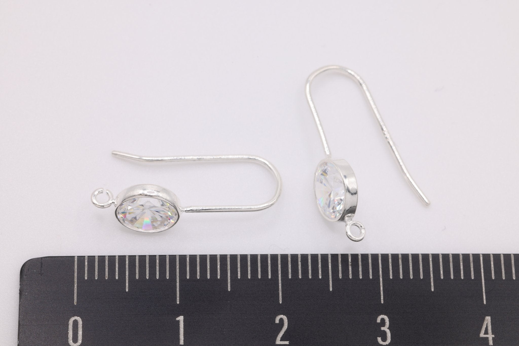 Round CZ Hook Ear Wire Earrings, 6mm, 925 Sterling Silver - HarperCrown