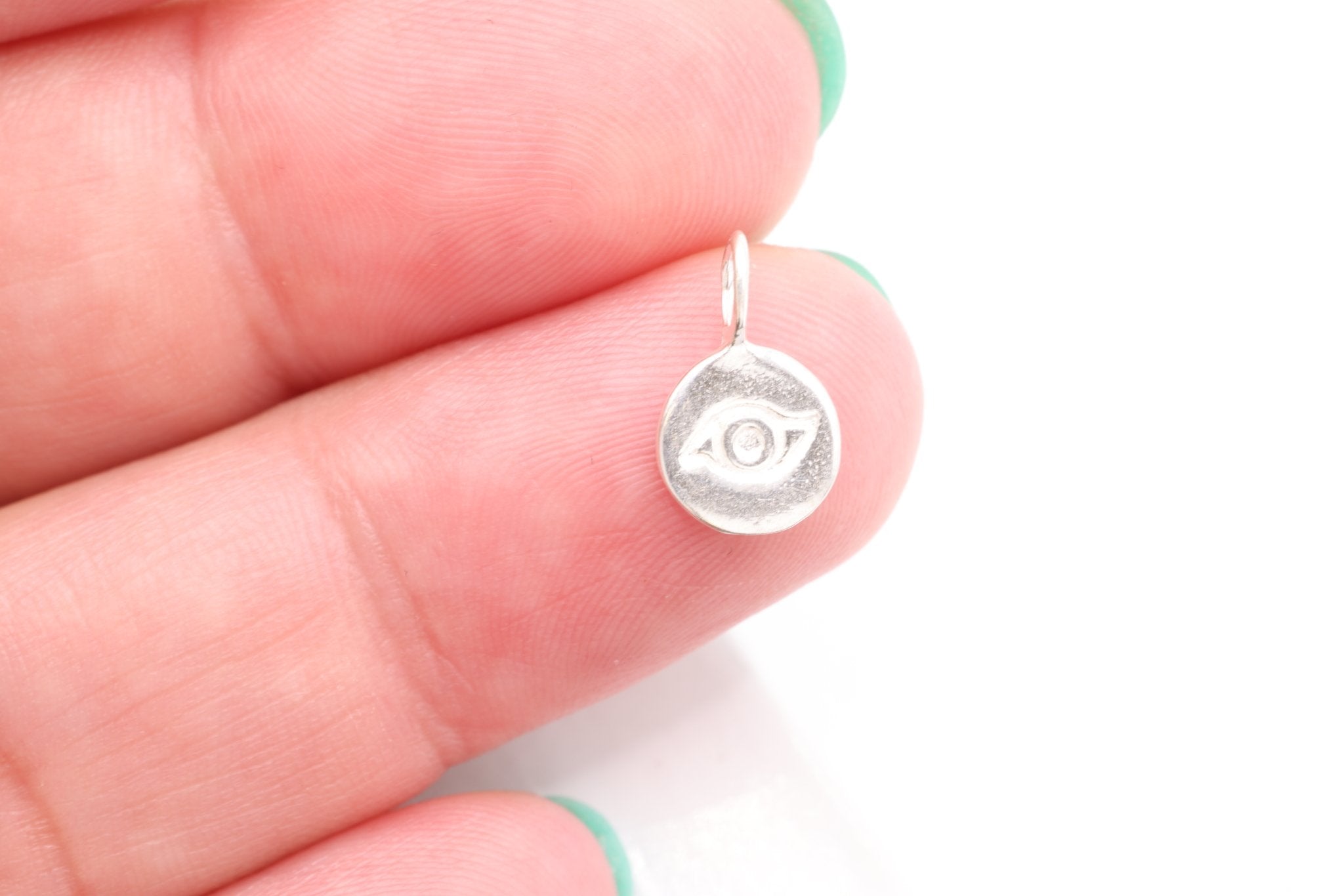 Round Wholesale Evil Eye Charm - Vermeil 22k Gold plated 925 Silver, Third Eye Charm, Small Evil Eye Ra Charm, Chakra, lucky eye, Yoga Charm, 410 - HarperCrown