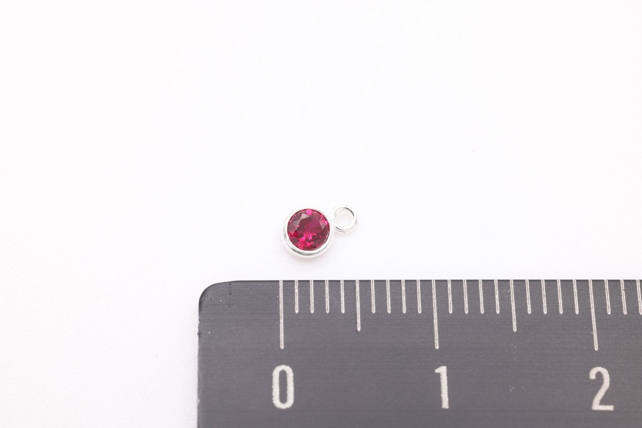 Ruby CZ Drop Charm, July Birthstone, Sterling Silver, 5mm x 3mm, Wholesale Bulk DIY Wholesale Jewelry Making Charm - HarperCrown