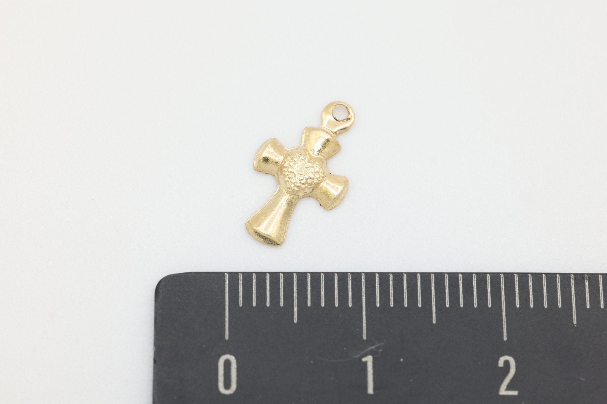 Sacred Heart Cross Charm, Wholesale, 14/20 Gold - Filled, 13mm x 8mm, Permanent Jewelry Making Charm - HarperCrown