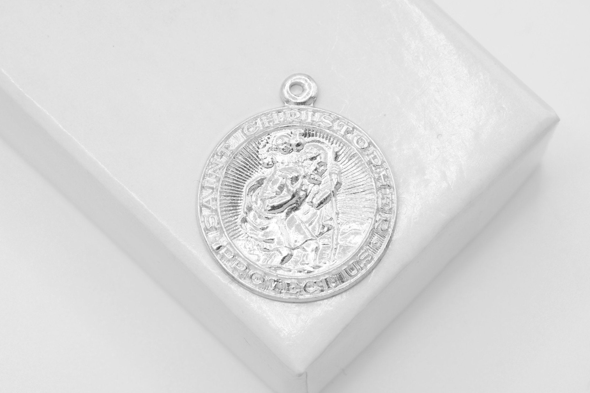 Saint Christopher Pendant, Wholesale, 14/20 Gold - Filled or 925 Sterling Silver, Round Religious Catholic - HarperCrown